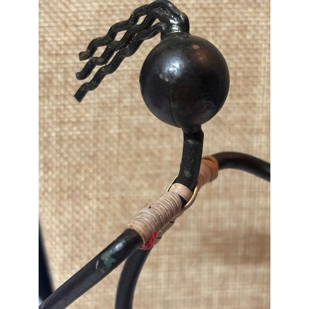 Vintage Brutalist Metal Surfer Candle Holder Stick Figure Figurine Coastal Decor